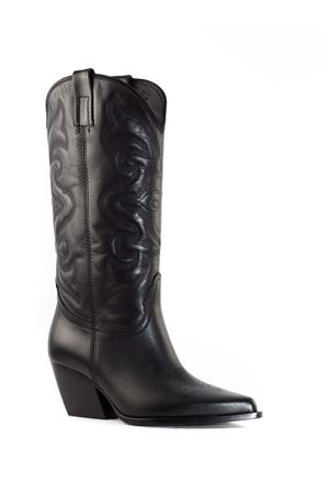 Black Leather Texan Boots ELENA IACHI | E2000NERO